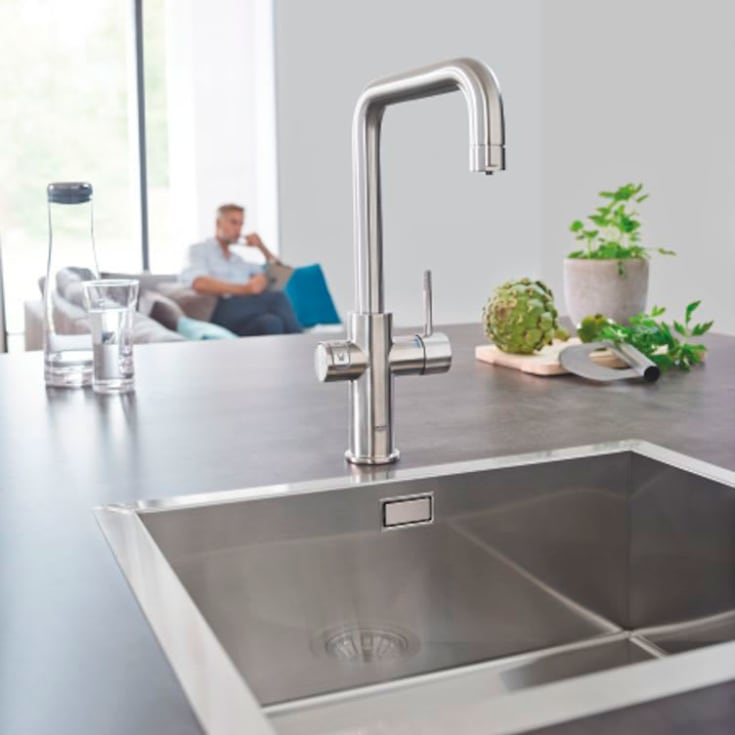 Grohe Blue Home köksblandare, kylt vatten, kolsyrat vatten, stål
