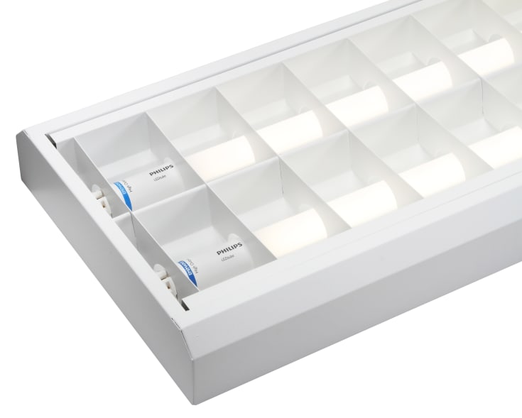 Lareno Modus LED armatur til 2x120 cm rør, hvidt gitter
