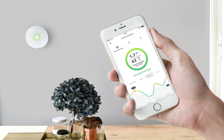 Airthings Wave radon- och luftkvalitetsmätare, vit