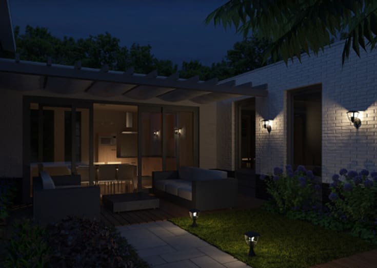 Philips myGarden Creek Up utelys vegg med sensor, sort