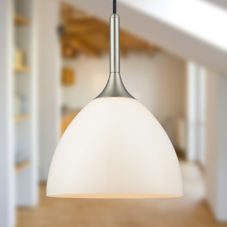 Halo Design Bellevue pendel, glas/børstet stål, Ø24 cm