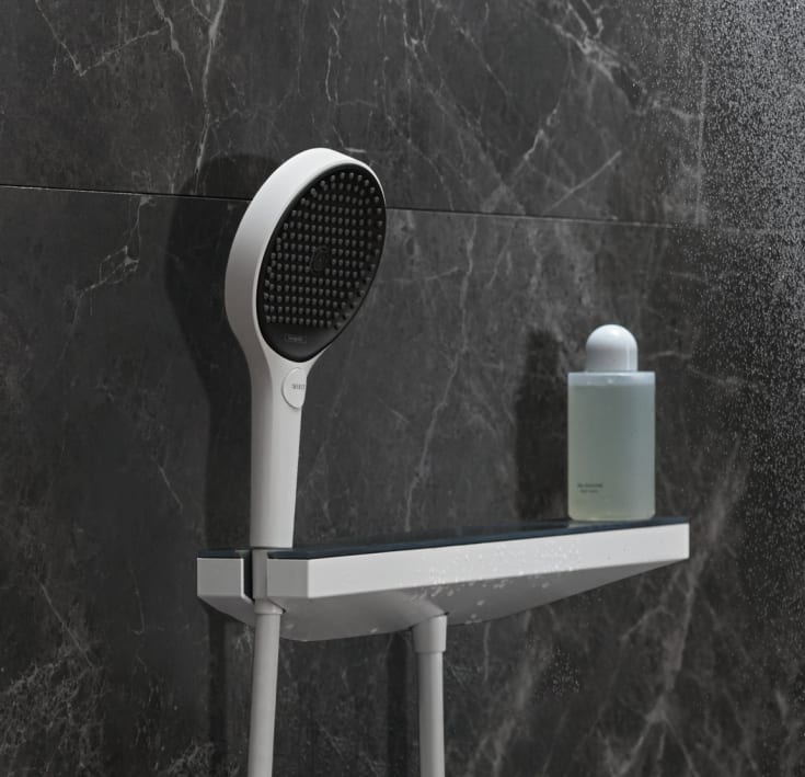 Hansgrohe Rainfinity dusjsystem m/RainSelect armatur og Rainfinity 3jet hoveddusj, matt hvit