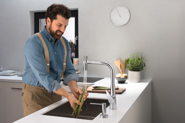 Hansgrohe diskbänk, 71x45 cm, rostfritt stål