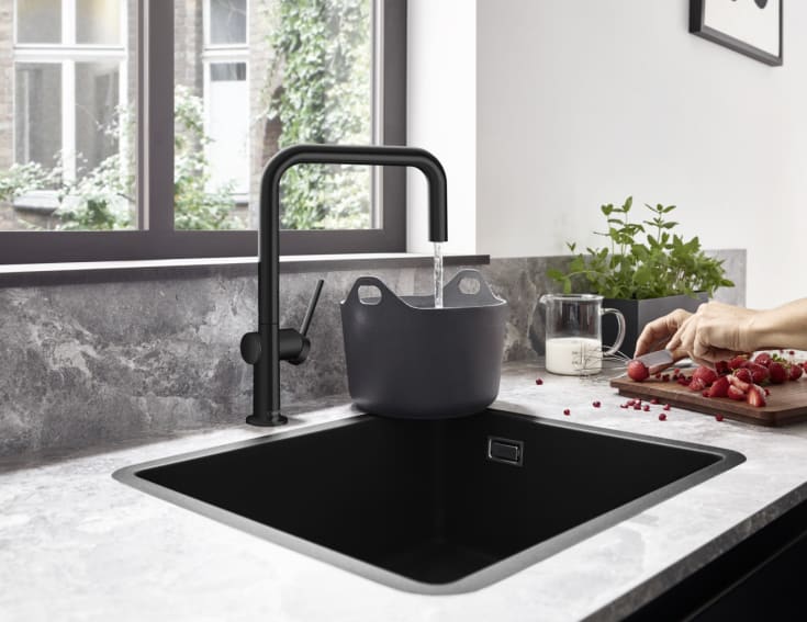 Hansgrohe køkkenvask, 50x45 cm, sort