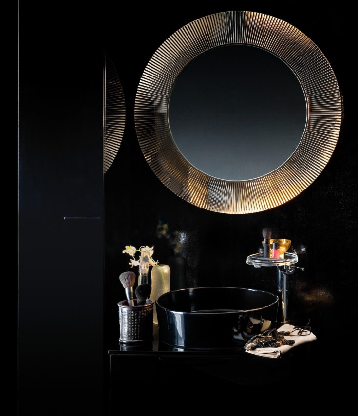 Kartell Laufen All Saints spegel, Ø78 cm, koppar