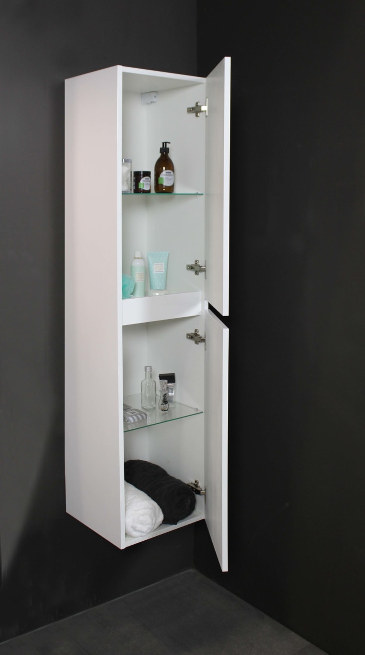 Sanibell Basicline högskåp, 35x150 cm, vit högglans
