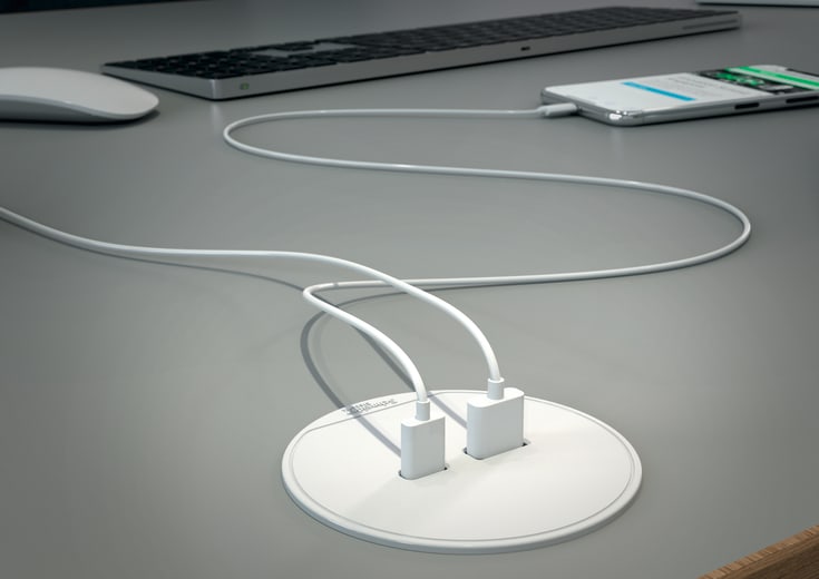 Schneider Electric Unica+ bordoplader med USB-A+C, hvid