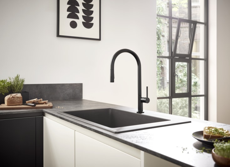Hansgrohe køkkenvask, 77x51 cm, sort
