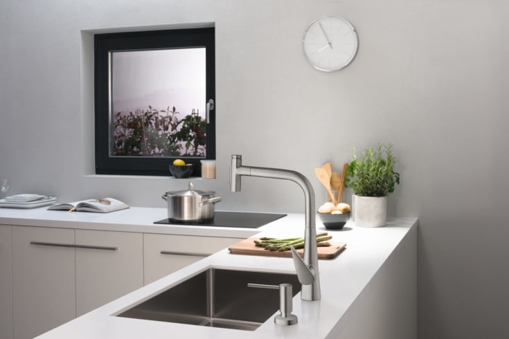 Hansgrohe diskbänk, 71x45 cm, rostfritt stål