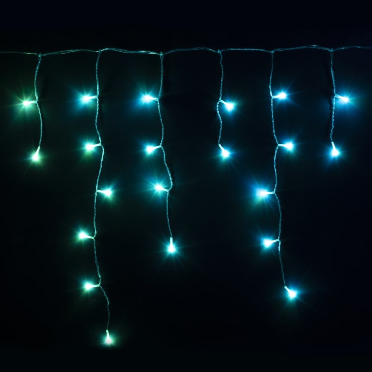 Twinkly Icicle ljuslinga, färgat + vitt ljus