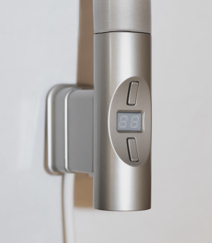 Nuvo 2 elektrisk varmeelement, ½", 300W, rund profil, stålutseende
