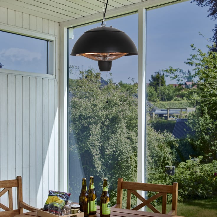 Horthus terassvärmare, infraröd, takmodell, 2-steg, 1500 W, svart