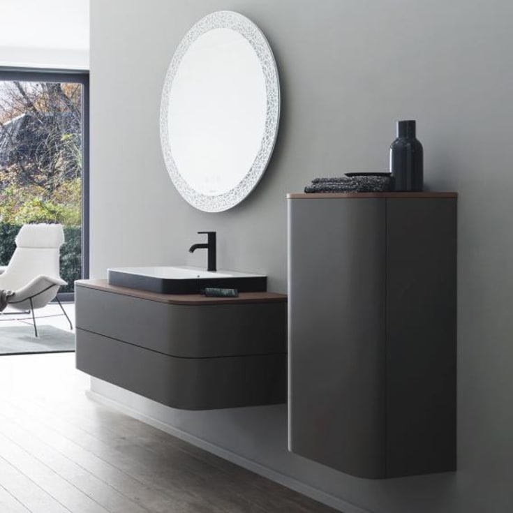 Duravit Happy D.2 speil med lys, dimbar, duggfri, Ø90 cm, hvit