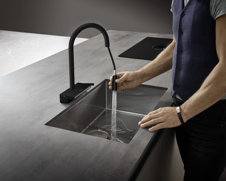 Hansgrohe Aquno Select M81 kjøkkenarmatur, uttrekkbar tut, matt sort