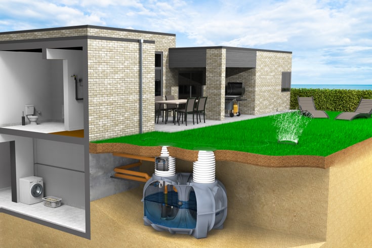 WaterCare regnvandsanlæg, til hus, 5000 liter