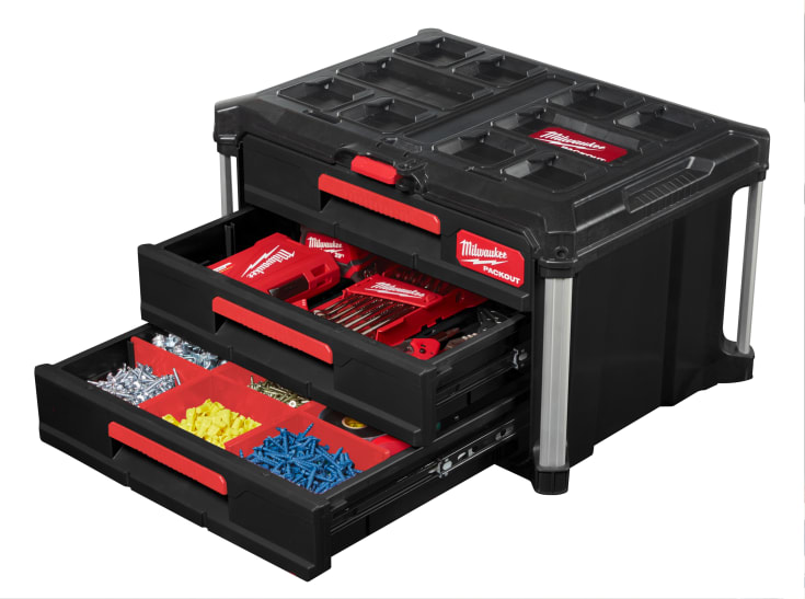 Milwaukee Packout skuffeboks, med 3 skuffer
