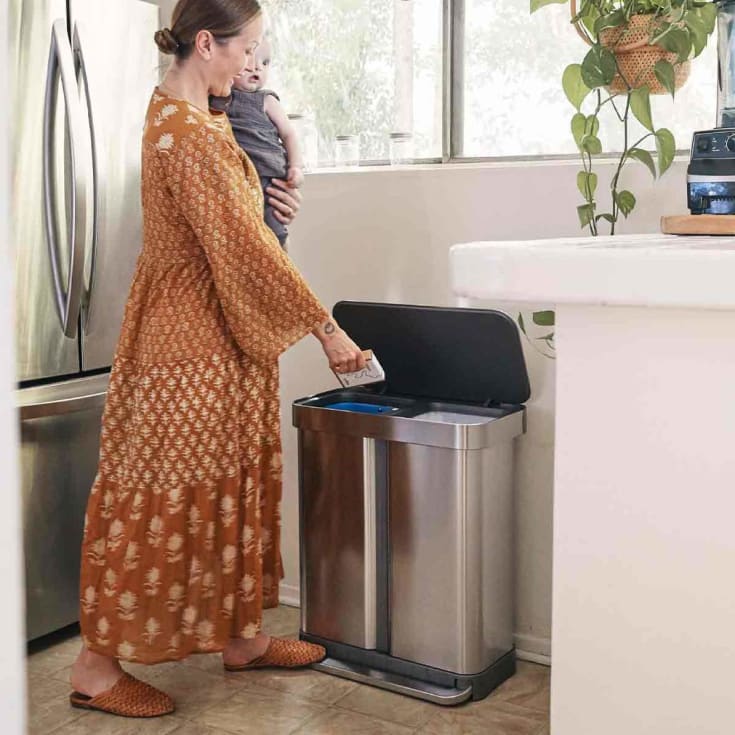 Simplehuman affaldsspand, 58 liter, pedal, børstet stål