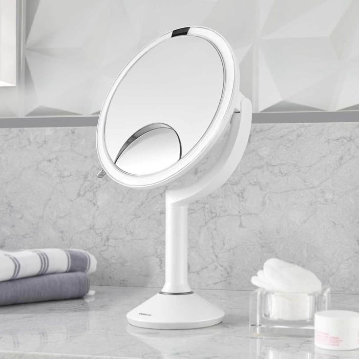 Simplehuman Trio makeup spejl med lys, dæmpbar, sensor, Ø23,2 cm, hvid