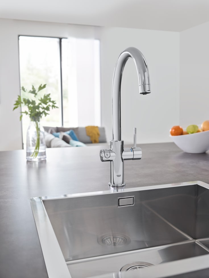 Grohe Blue Home køkkenarmatur, afkølet vand, brus, krom