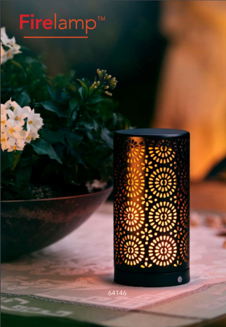 Firelamp udendørs genopladelig bordlampe, flammeeffekt, sort