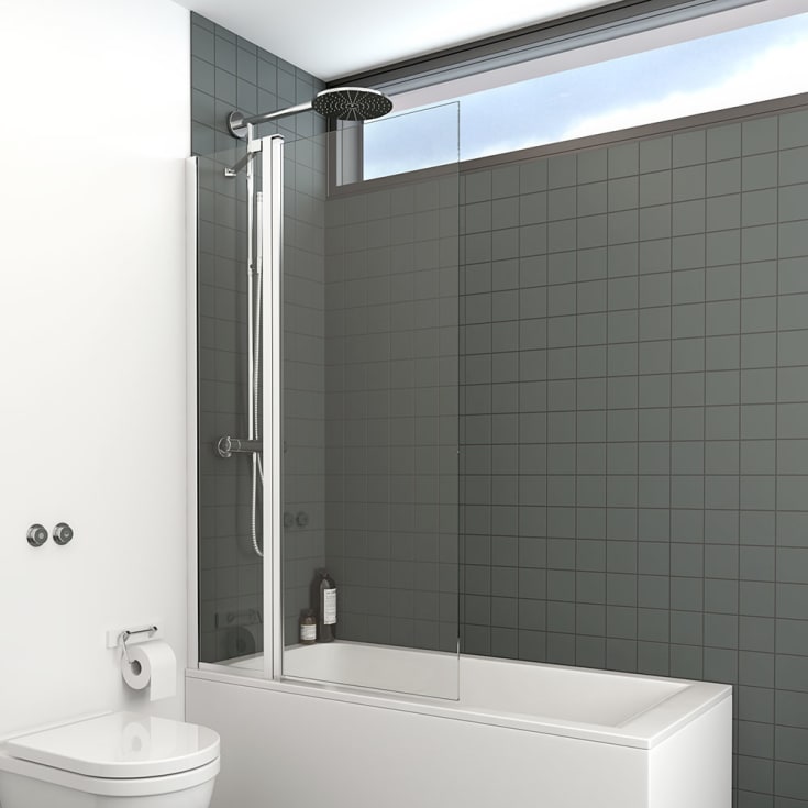 Dansani Match badekarsvæg, model H, 95 cm, klart glas, satin profil