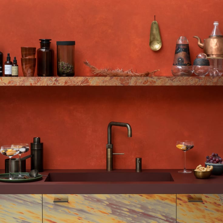 Quooker Fusion Square Combi køkkenarmatur, kogende vand, bruneret messing