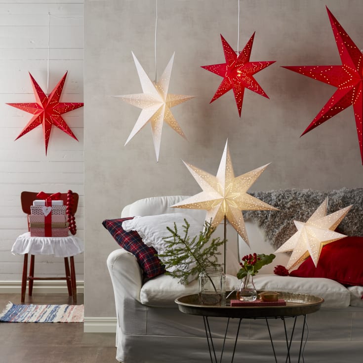 10 st Star Trading Sensy adventsstjärna med ljus, 54 cm, vit