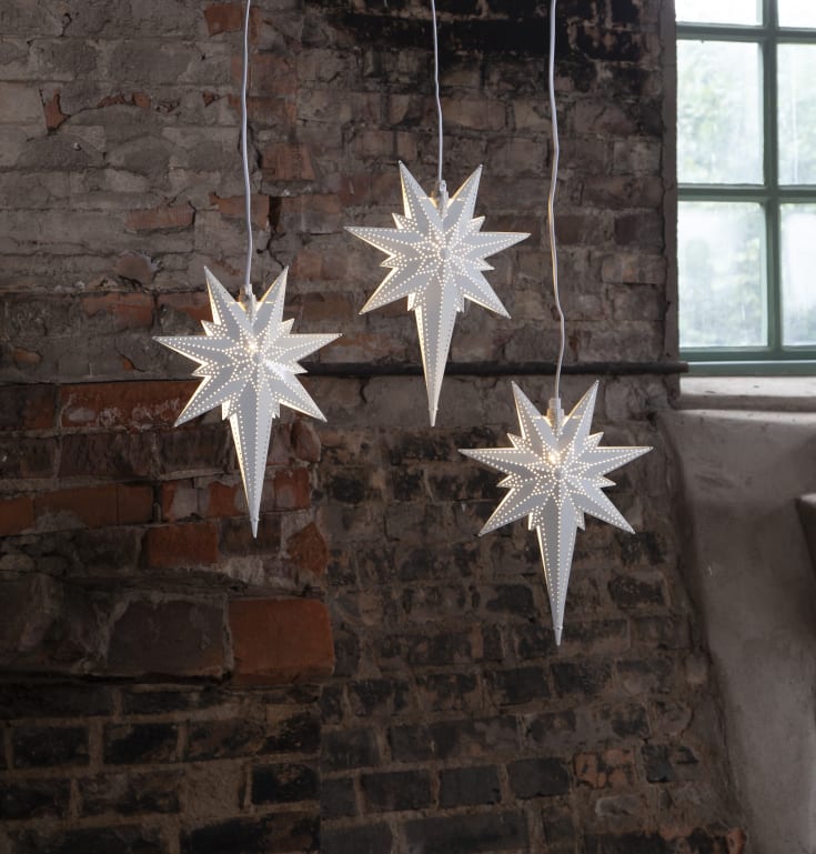 Star Trading Betlehem julestjerne med lys, 25 cm, hvid