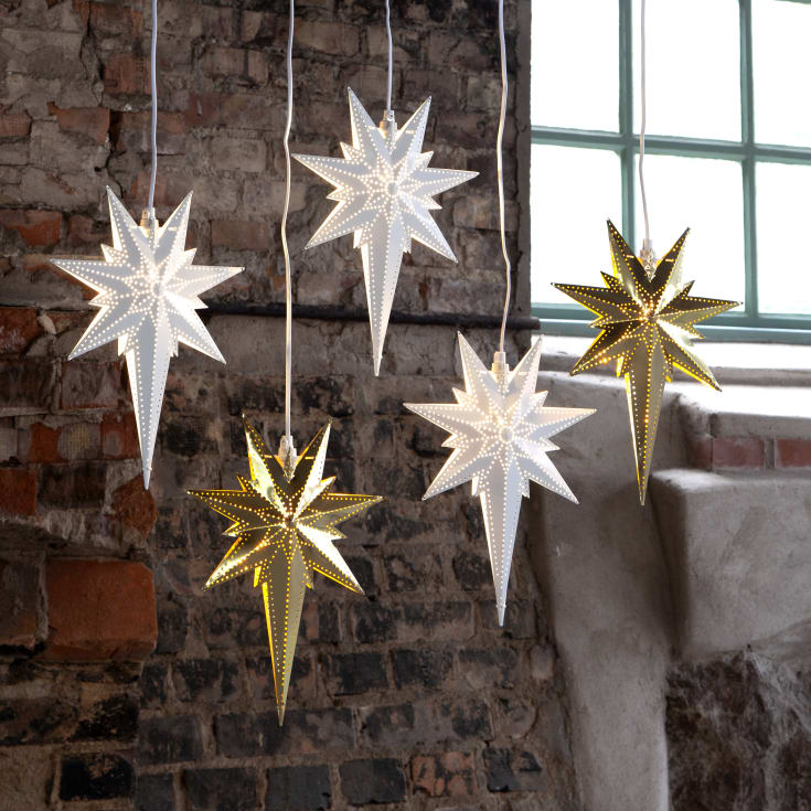 Star Trading Betlehem julestjerne med lys, 25 cm, hvid