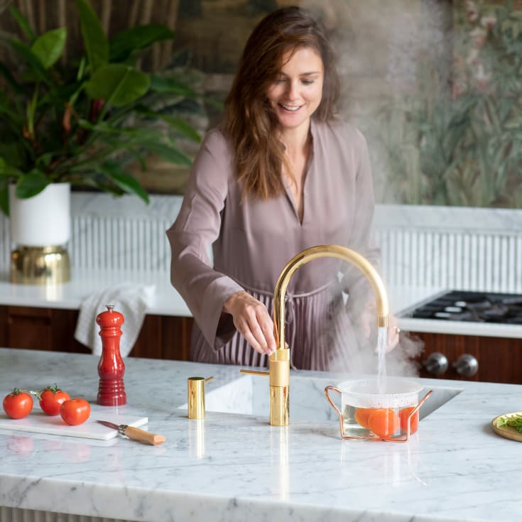 Quooker Fusion Round Pro3 køkkenarmatur, kogende vand, guld