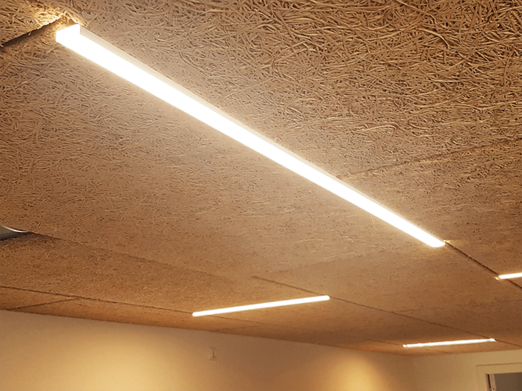Green-ID LED Troldtekt 120 cm, infälld, 3000K, Triac/Push