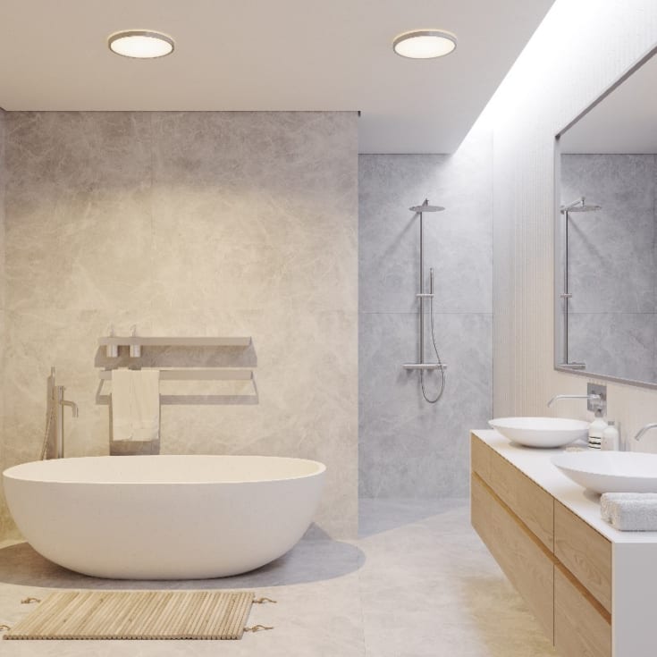 Nordlux Oja Bath plafond, 3-trins-dæmp, krom, Ø29 cm