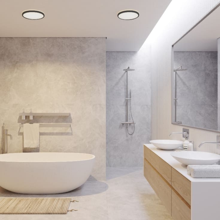 Nordlux Oja Bath plafond, 3-trins-dæmp, sort, Ø29 cm