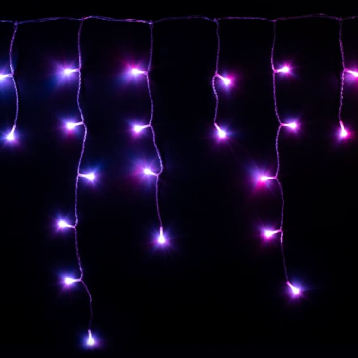 Twinkly Icicle ljuslinga, färgat + vitt ljus