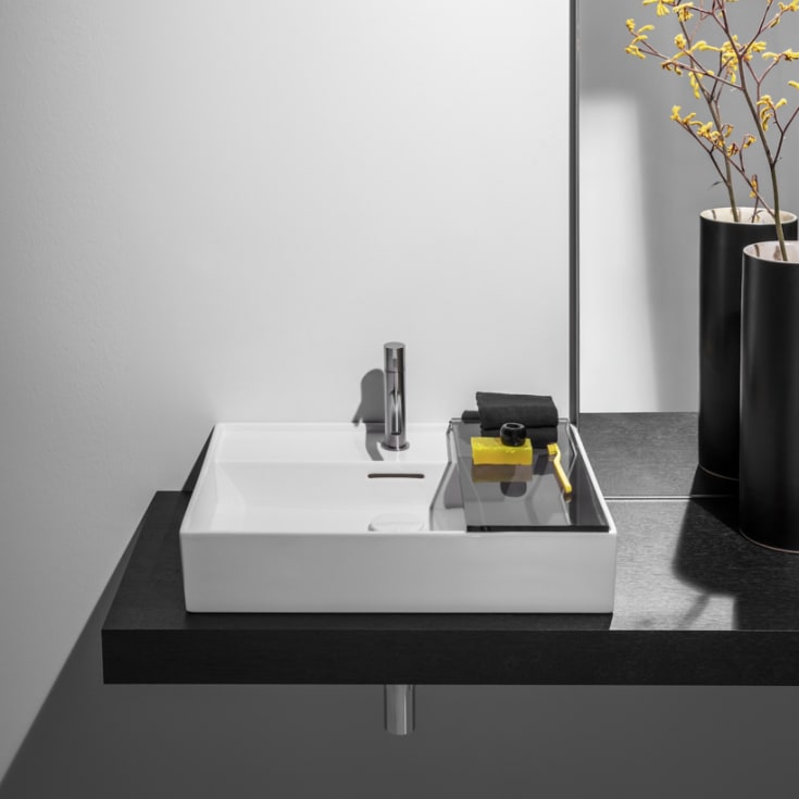 Kartell Laufen hylle til servant, 46 cm, røykgrå