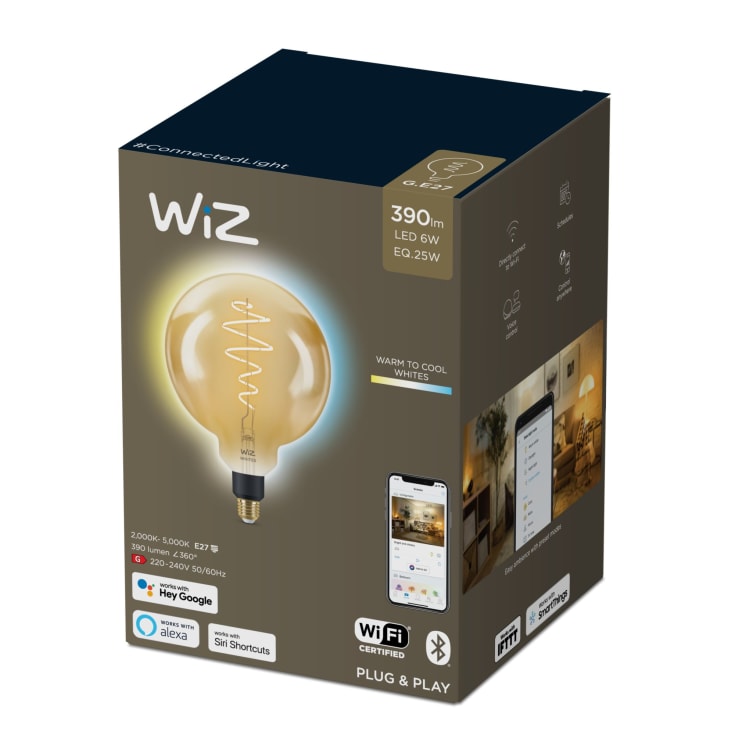 2 stk Wiz E27 globepære, justerbar hvit, Ø20 cm