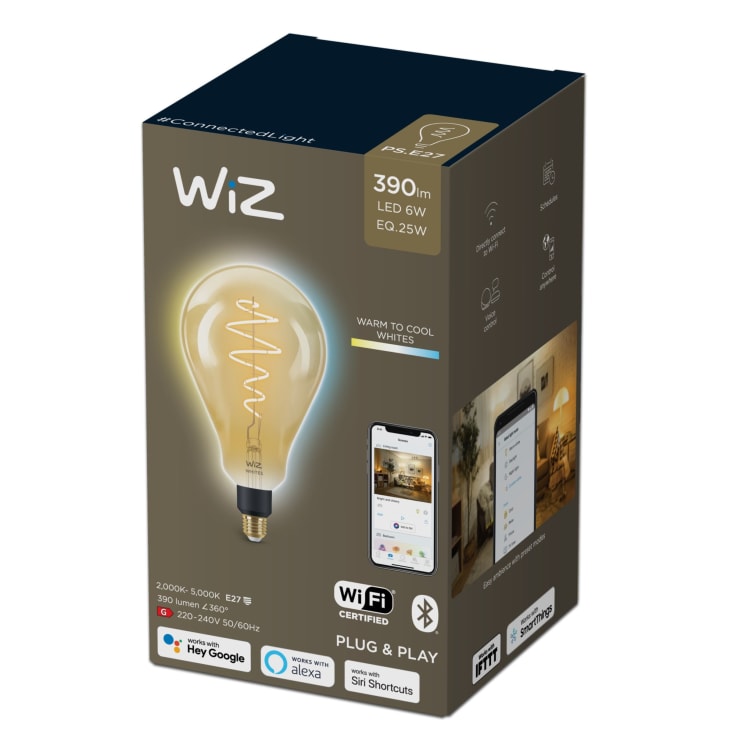 2 stk Wiz E27 globlampa, justerbar vit