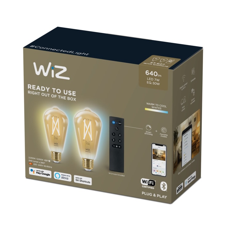 Wiz E27 rørpære, justerbar hvit, 2-pack