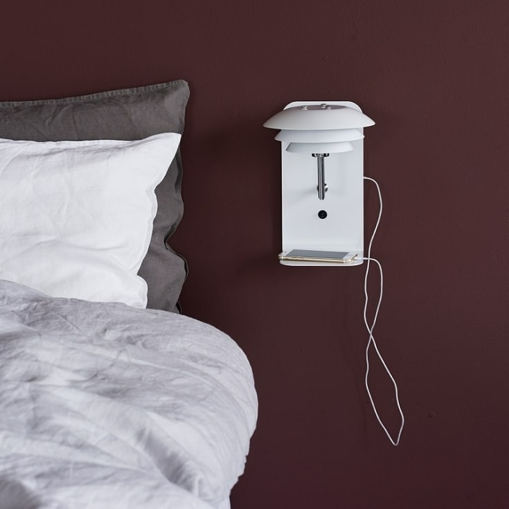Dyberg Larsen DL20 væglampe med USB, hvid