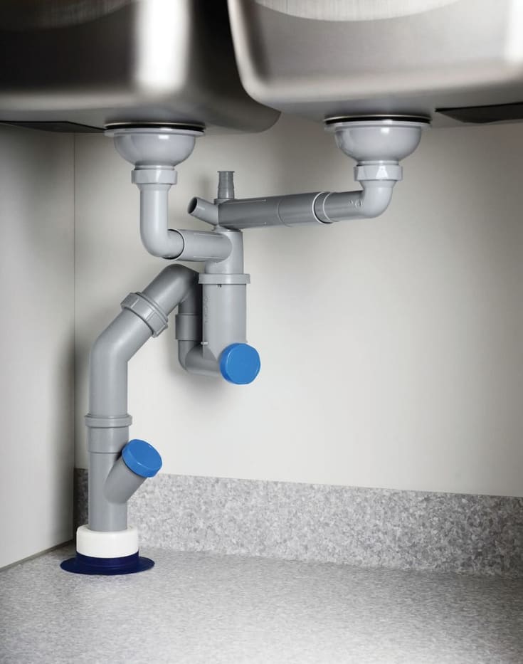 Jafo DB flex diskbänksvattenlås, 1 1/2", grå