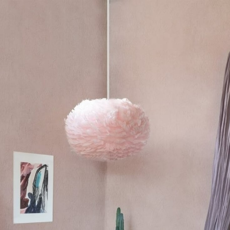 Umage Eos lampeskjerm med fjær, rosa, Ø35 cm