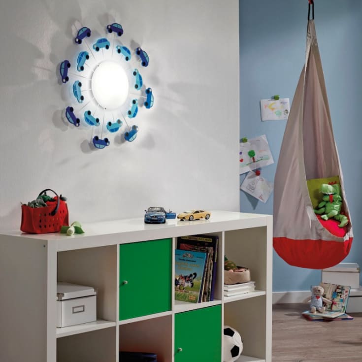 Eglo Viki 1 Barnelampe med biler, Plafond, Blå