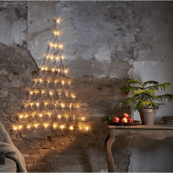 LED VÄGG JULTRÄD med lysande stjärnor