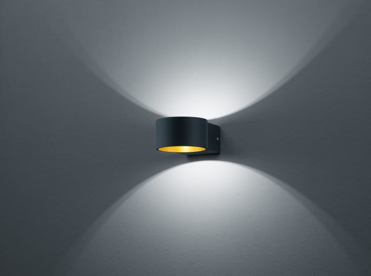 Trio Lighting Lacapo vegglampe, sort/gull