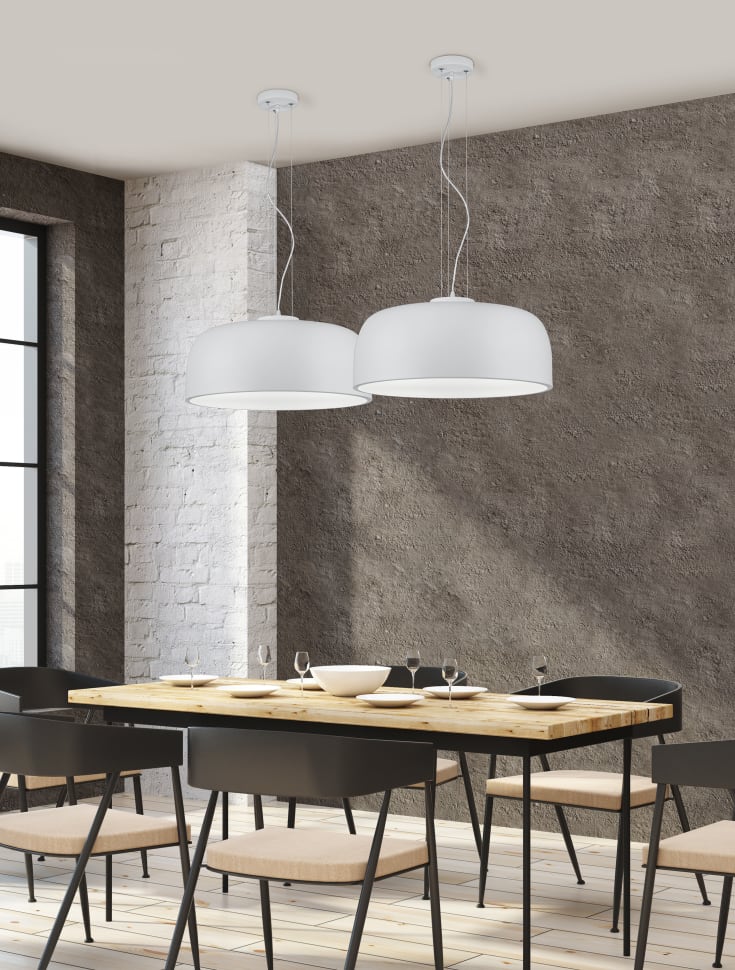 Trio Lighting Baron pendellampa, vit