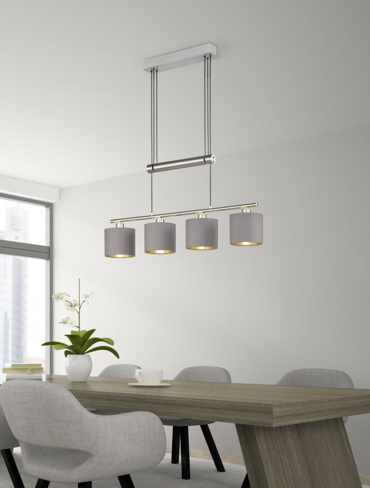 Trio Lighting Garda pendellampa, borstat stål