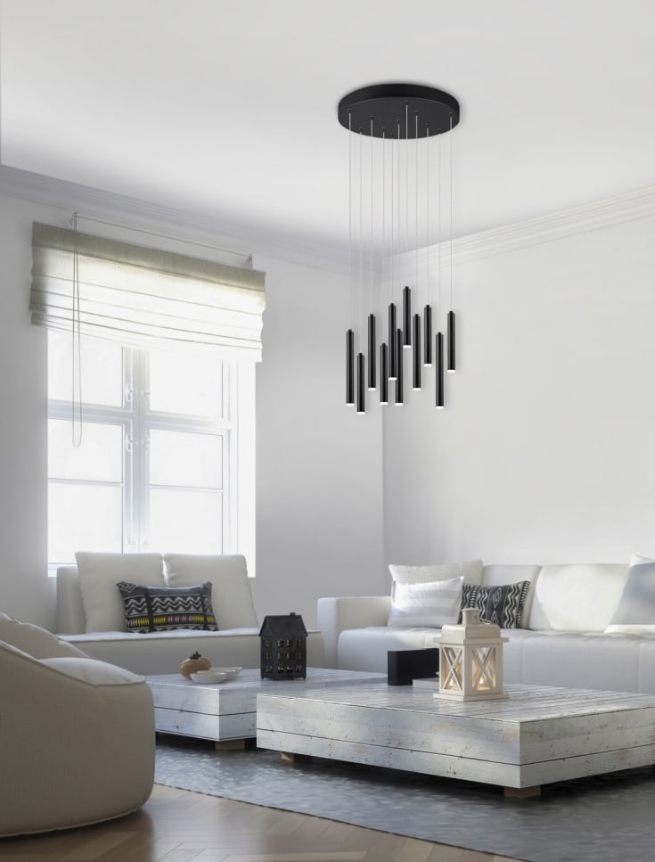 Trio Lighting Tubular klyngependel, sort