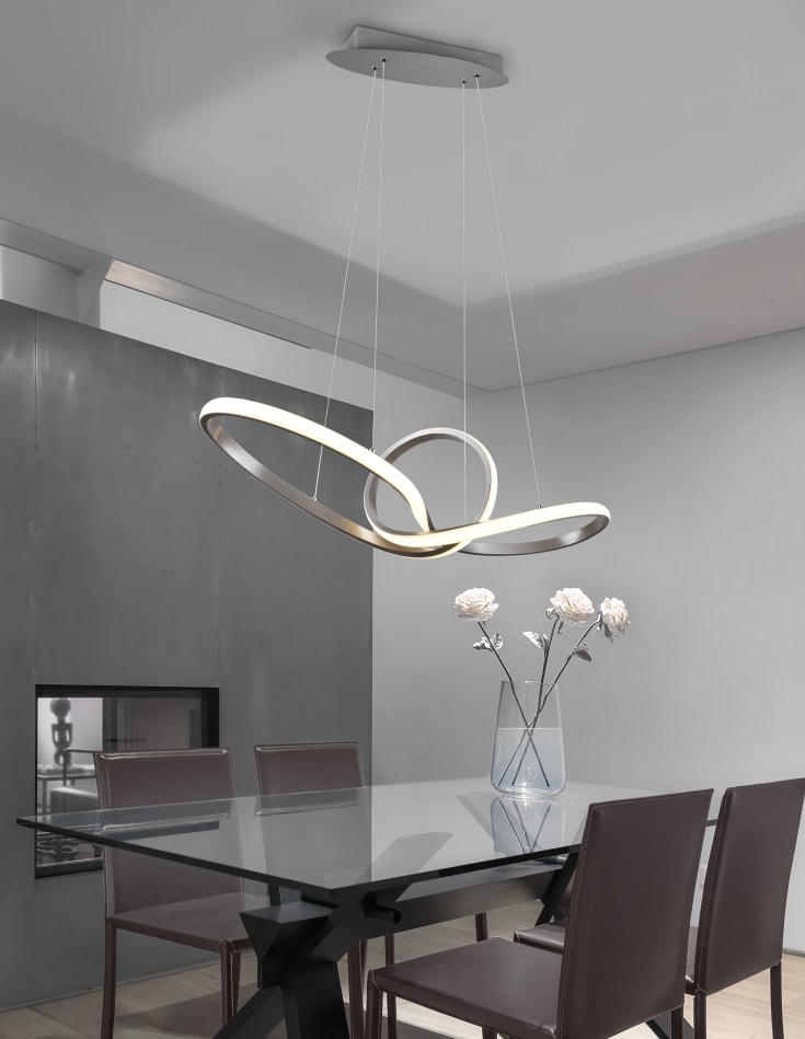 Trio Lighting Sansa pendellampa, borstat stål