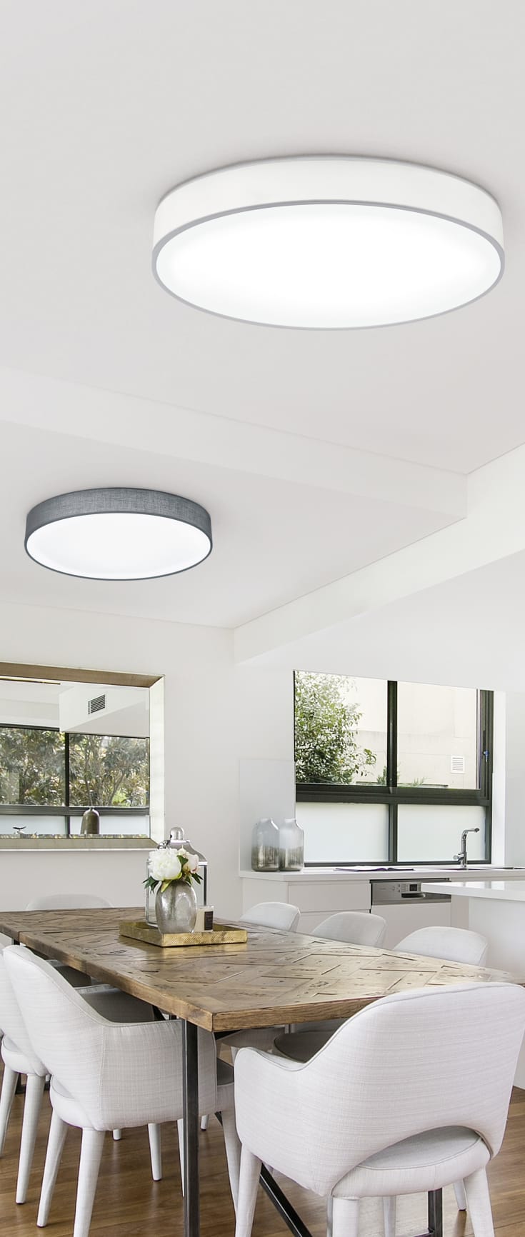 Trio Lighting Lugano taklampe, grå, Ø60 cm
