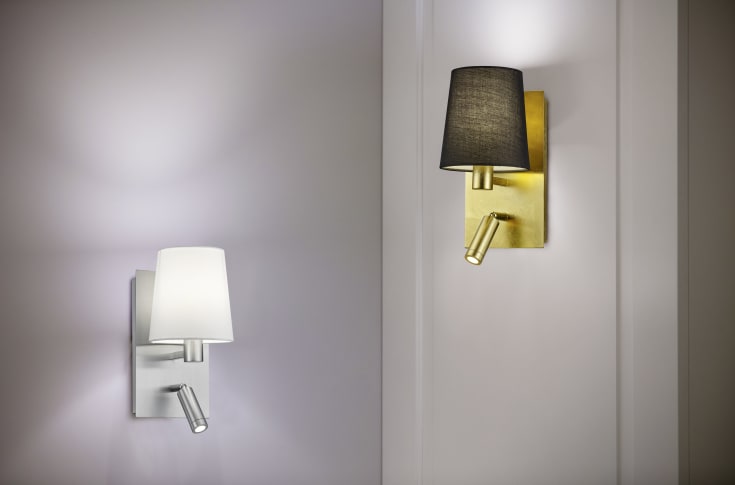 Trio Lighting Marriot vägglampa, borstas stål/vit